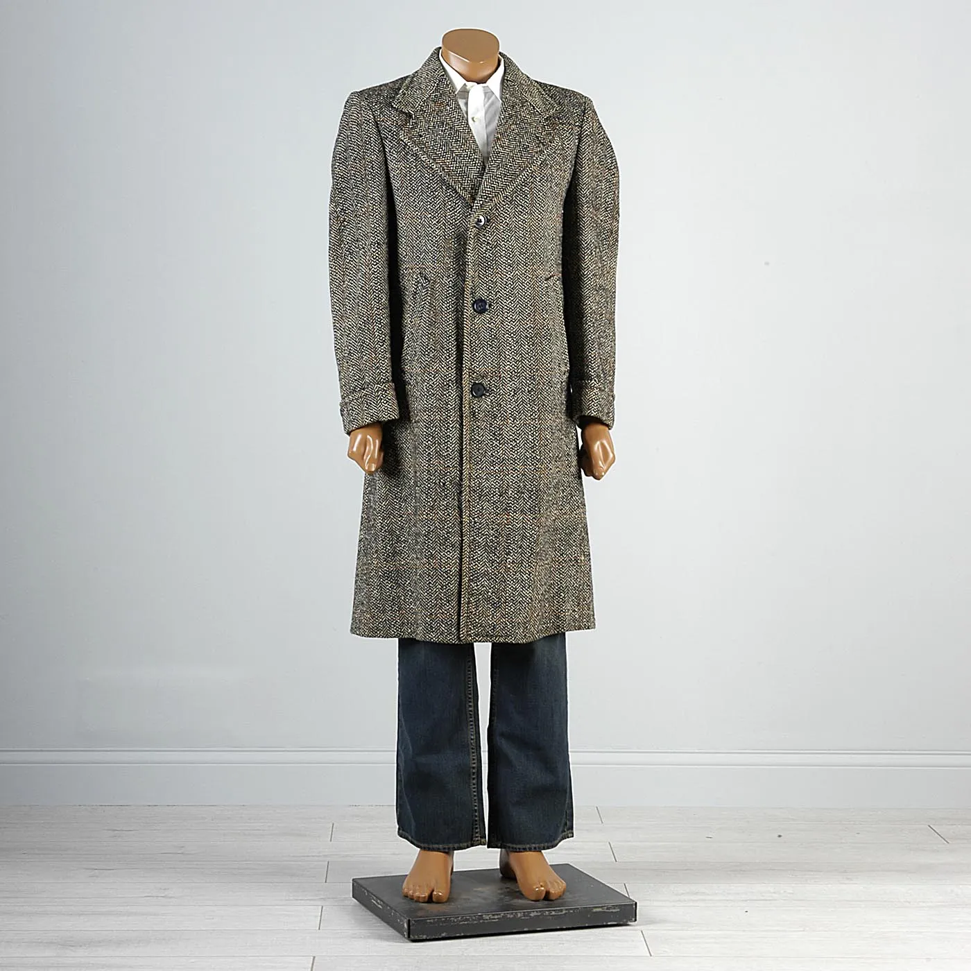 1940s Men's Wool Tweed Winter Coat