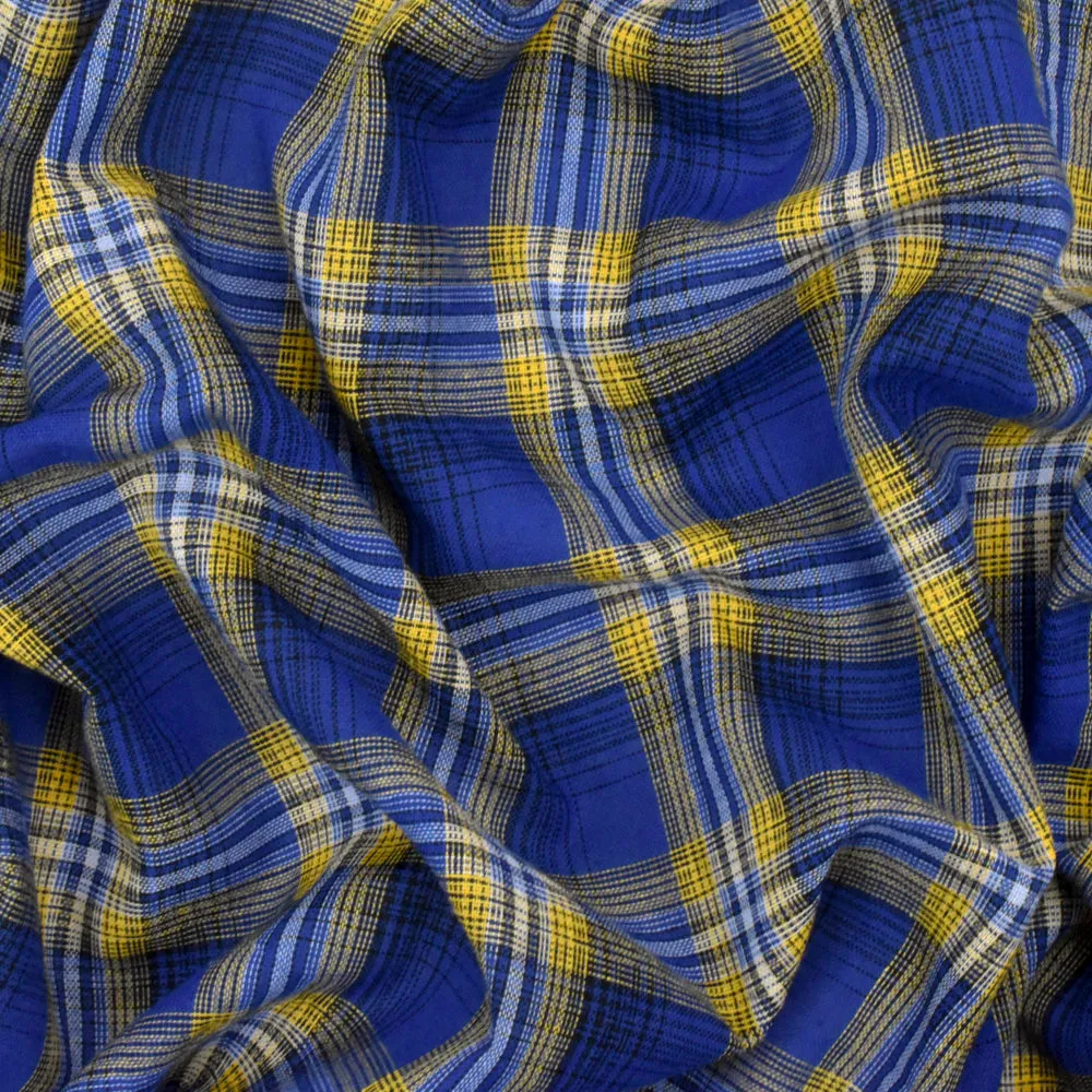 2 YD PC-Rare Blue-Yellow-Multi Plaid Polyester Voile Woven Fabric