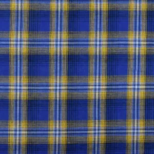 2 YD PC-Rare Blue-Yellow-Multi Plaid Polyester Voile Woven Fabric