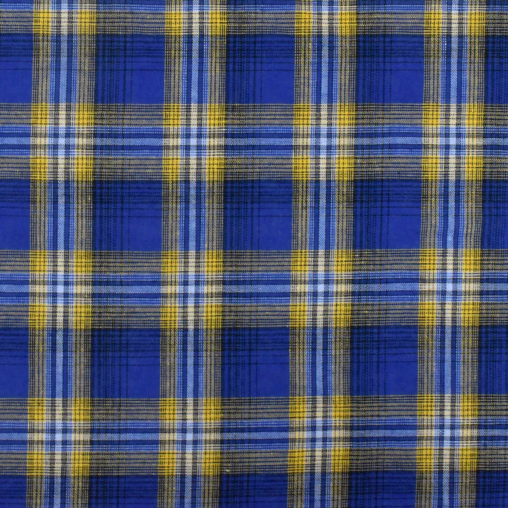 2 YD PC-Rare Blue-Yellow-Multi Plaid Polyester Voile Woven Fabric