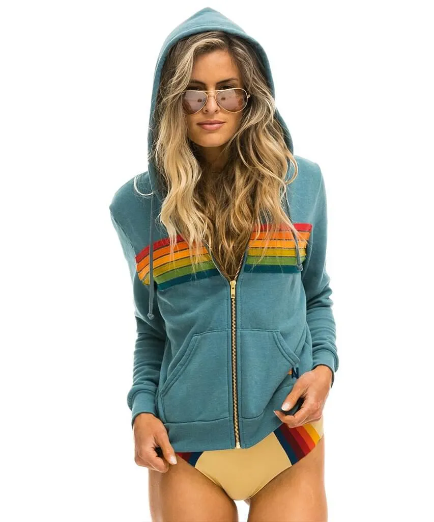 6 Stripe Hoodie Blue Serape Rainbow