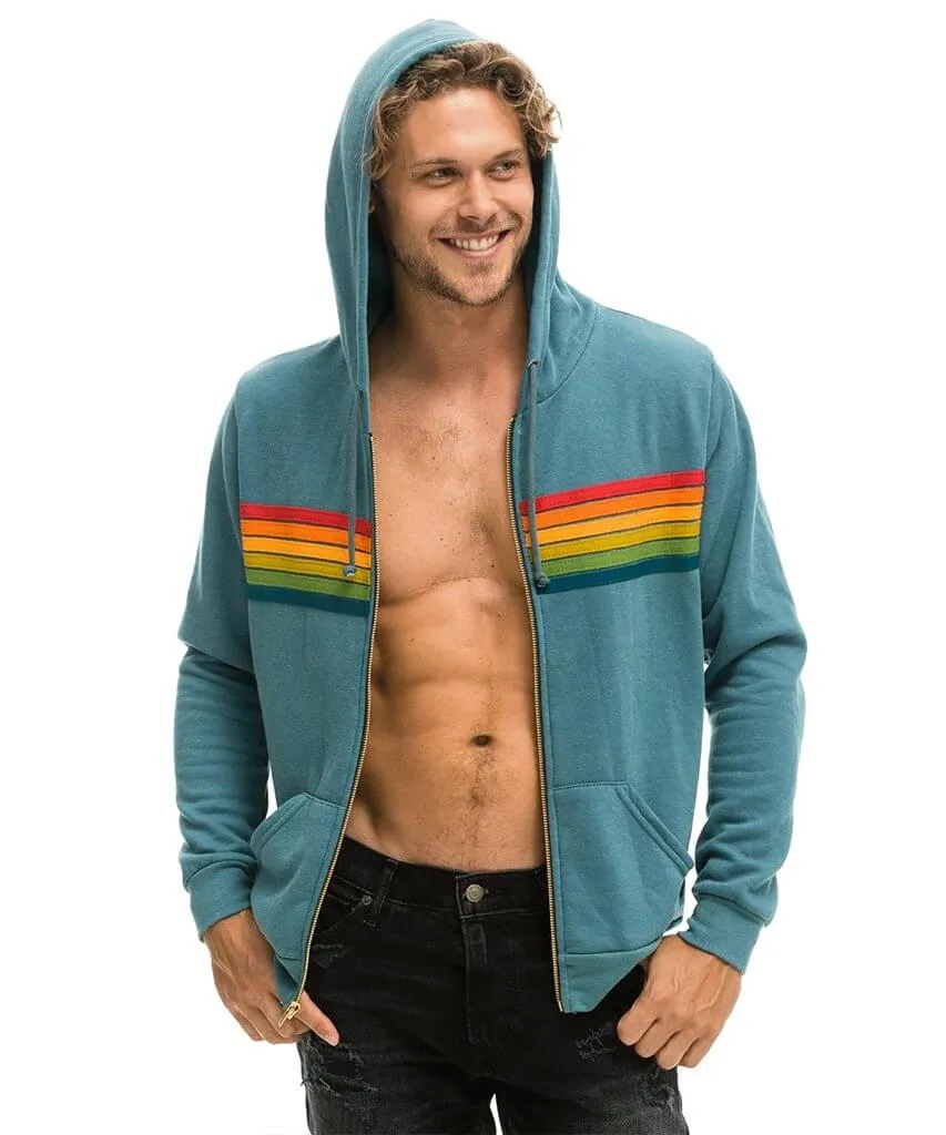 6 Stripe Hoodie Blue Serape Rainbow