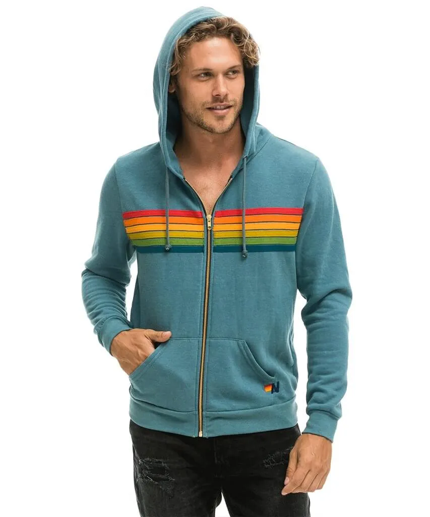 6 Stripe Hoodie Blue Serape Rainbow