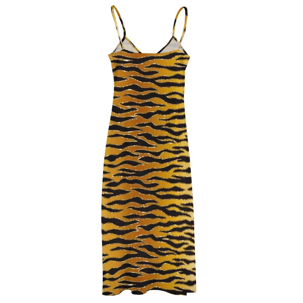 Animal Print Spaghetti Strap Ankle-Length Dress Long dress