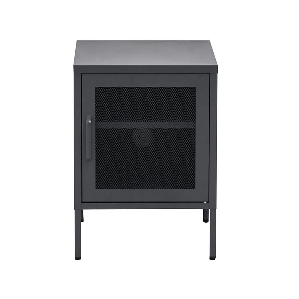 Banff Bedside Table Mesh Door Cabinet - Black