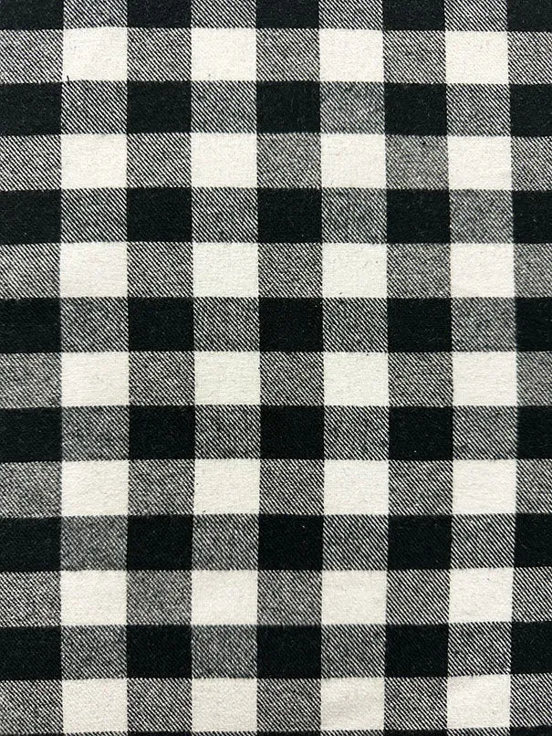 Black and White Buffalo Plaid Yarn Dyed Flannel Fabric