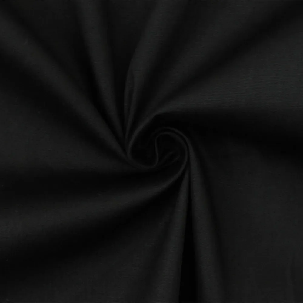 Black  Solid Cotton Stretch Spandex Poplin Woven Fabric