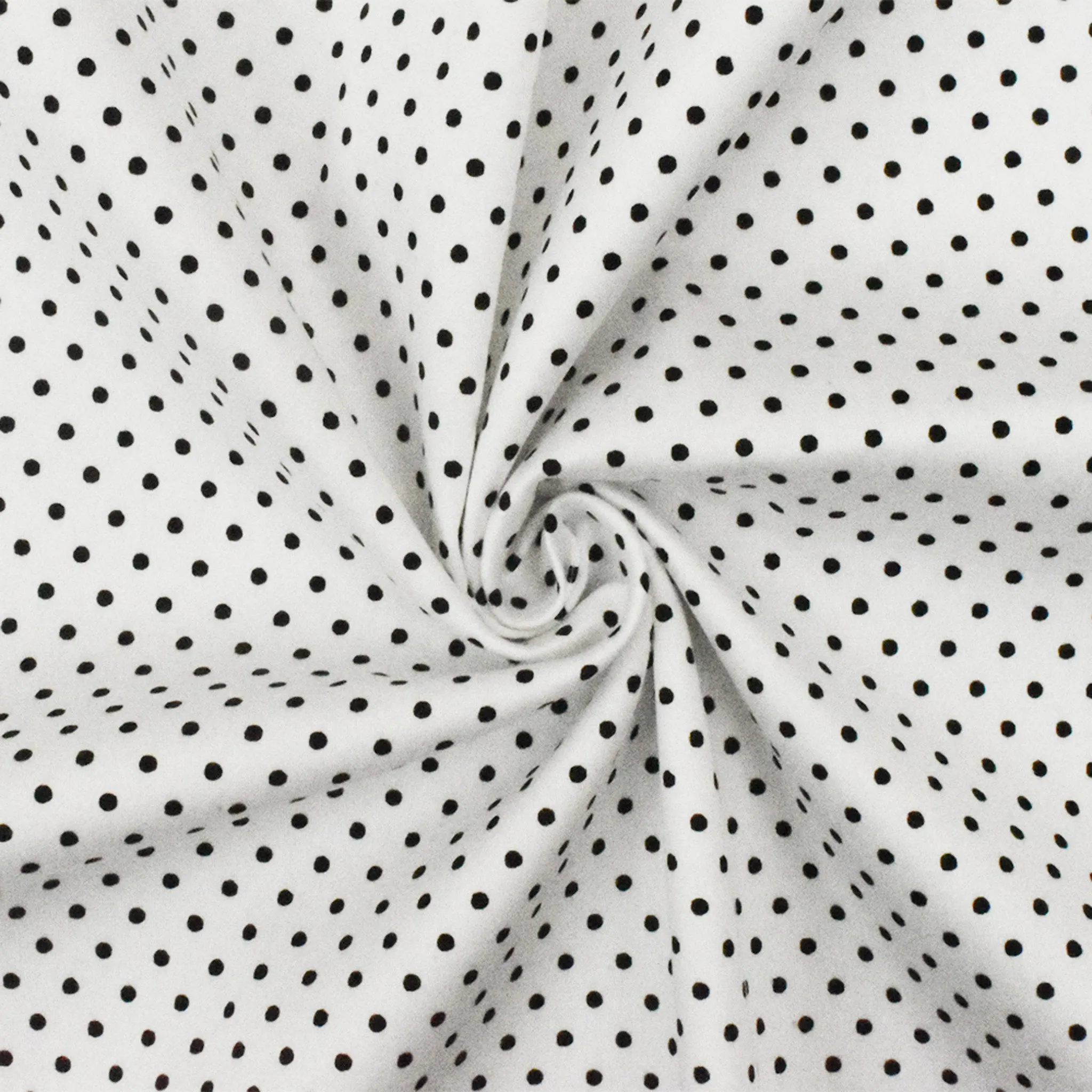 Black-White Dot Printed Stretch Cotton Spandex Twill Sateen Fabric