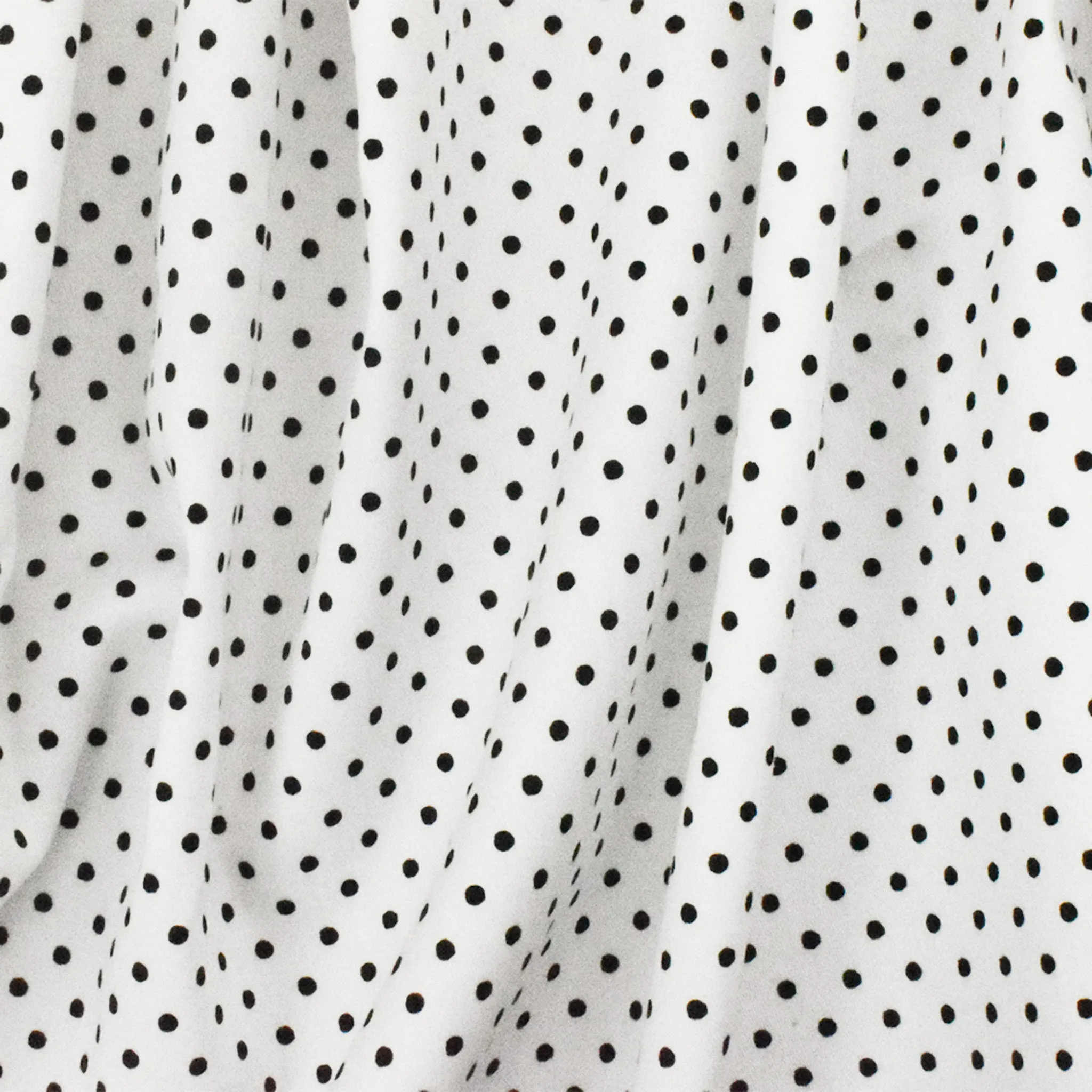 Black-White Dot Printed Stretch Cotton Spandex Twill Sateen Fabric