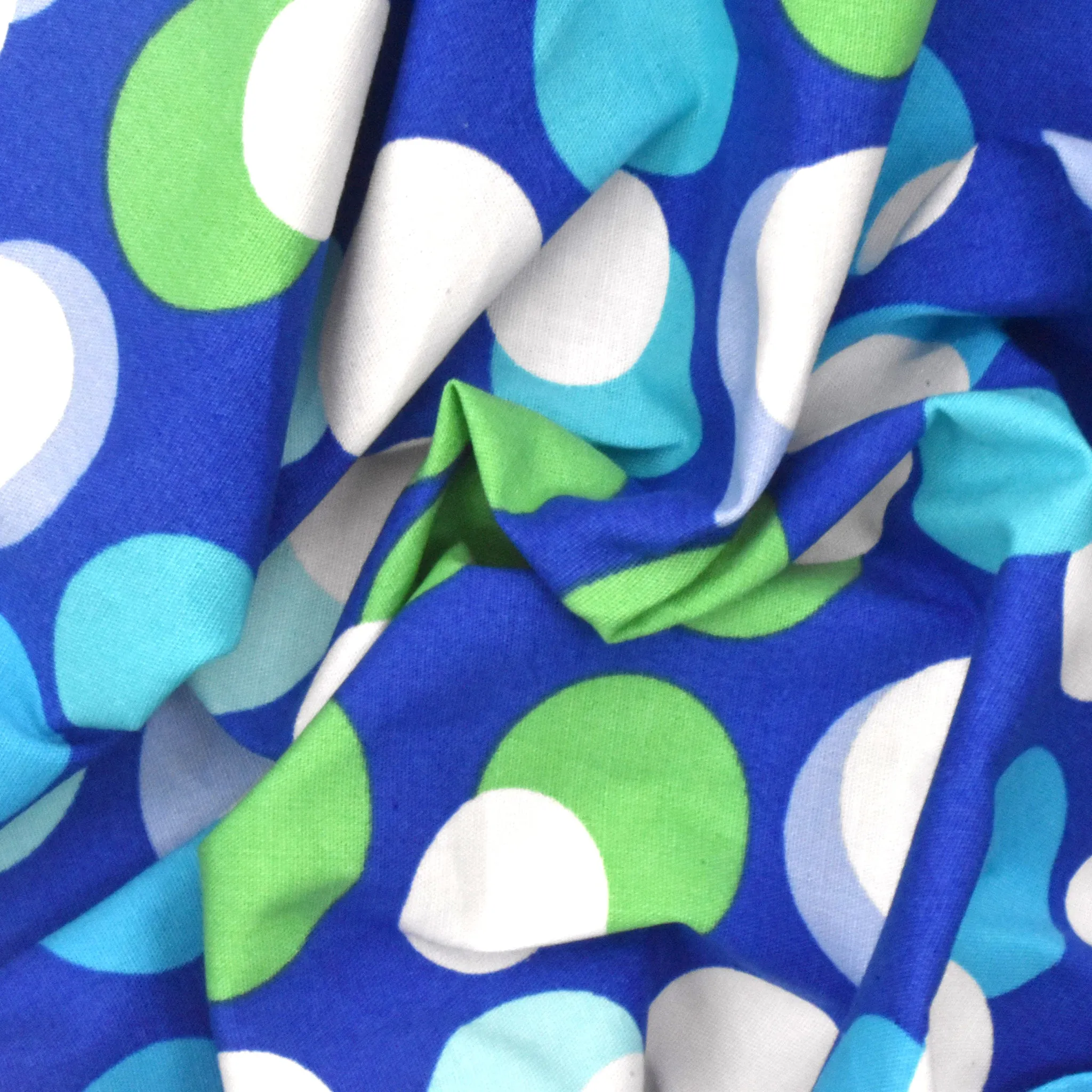 Blue-Aqua-Multi Bubble Dot Printed Stretch Broadcloth Woven Fabric