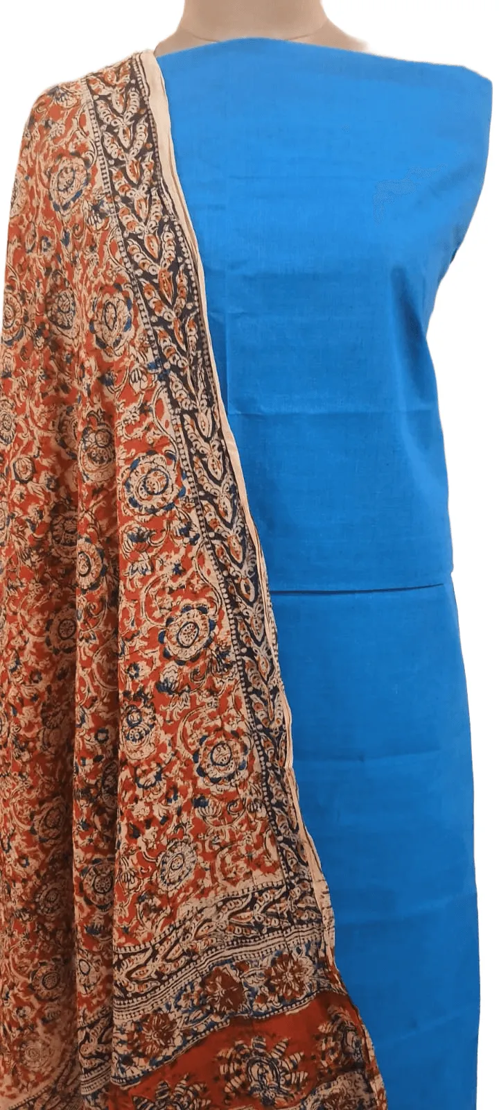 Blue Kalamkari Salwar Kameez Dress Material