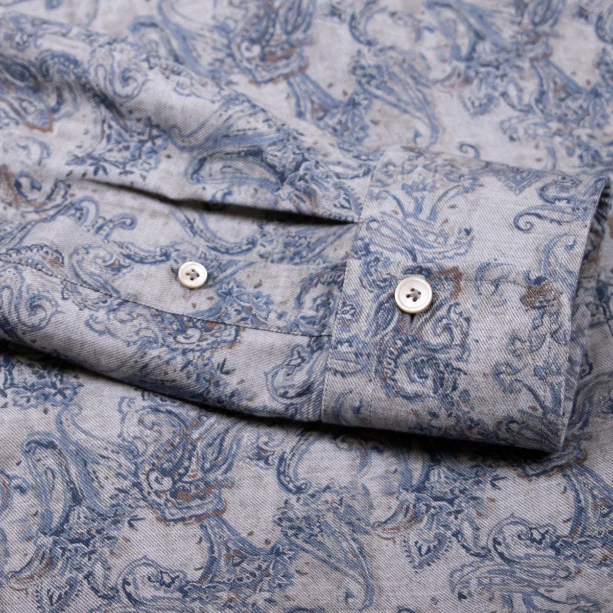 Blue Paisley Pure Cotton Italian Long Sleeve Shirt