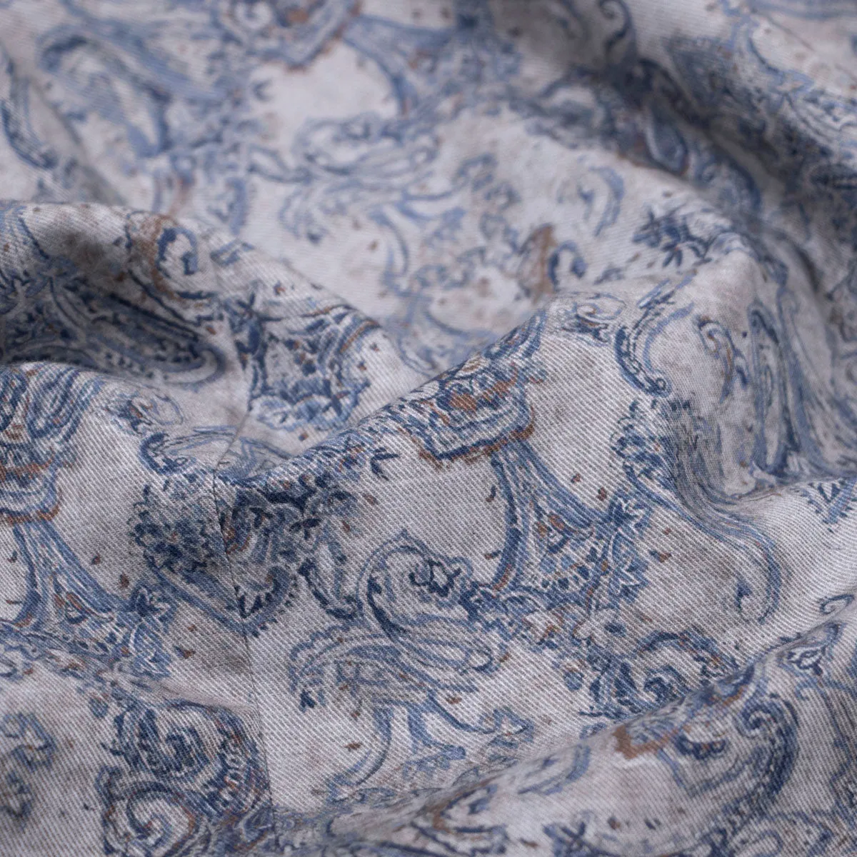 Blue Paisley Pure Cotton Italian Long Sleeve Shirt