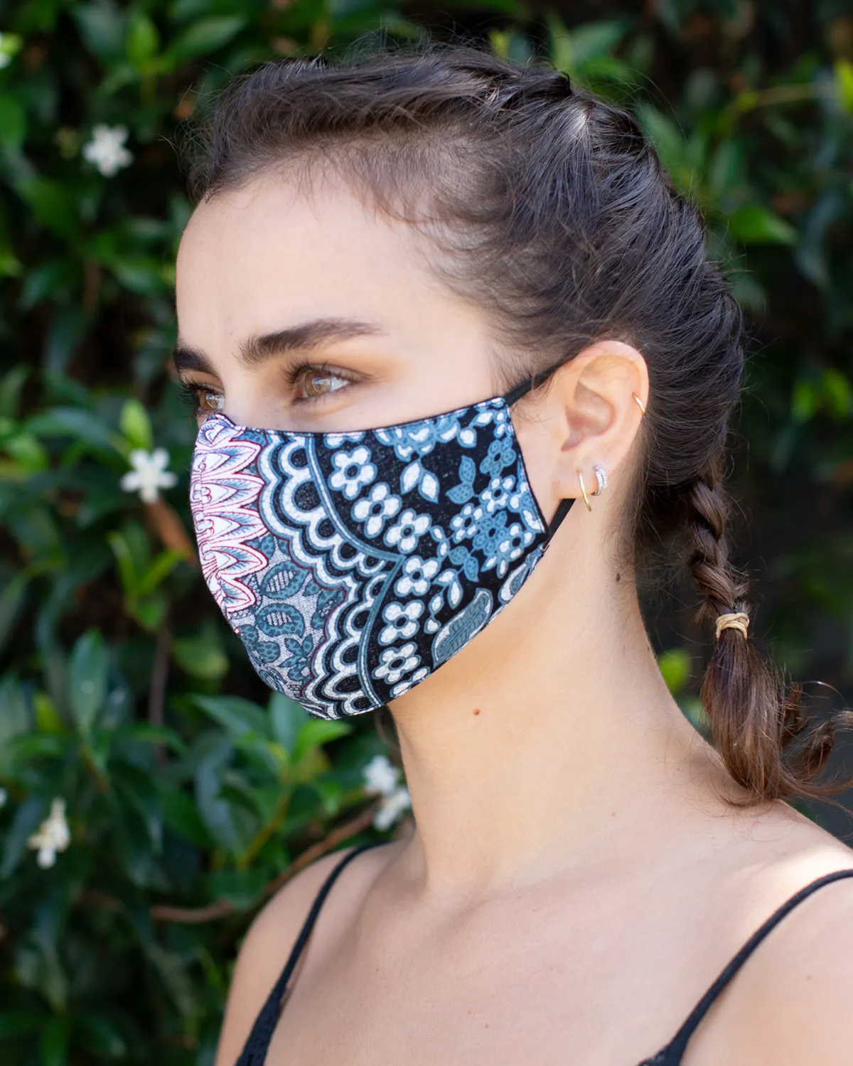 Boho Washable Face Mask Blue/Pink