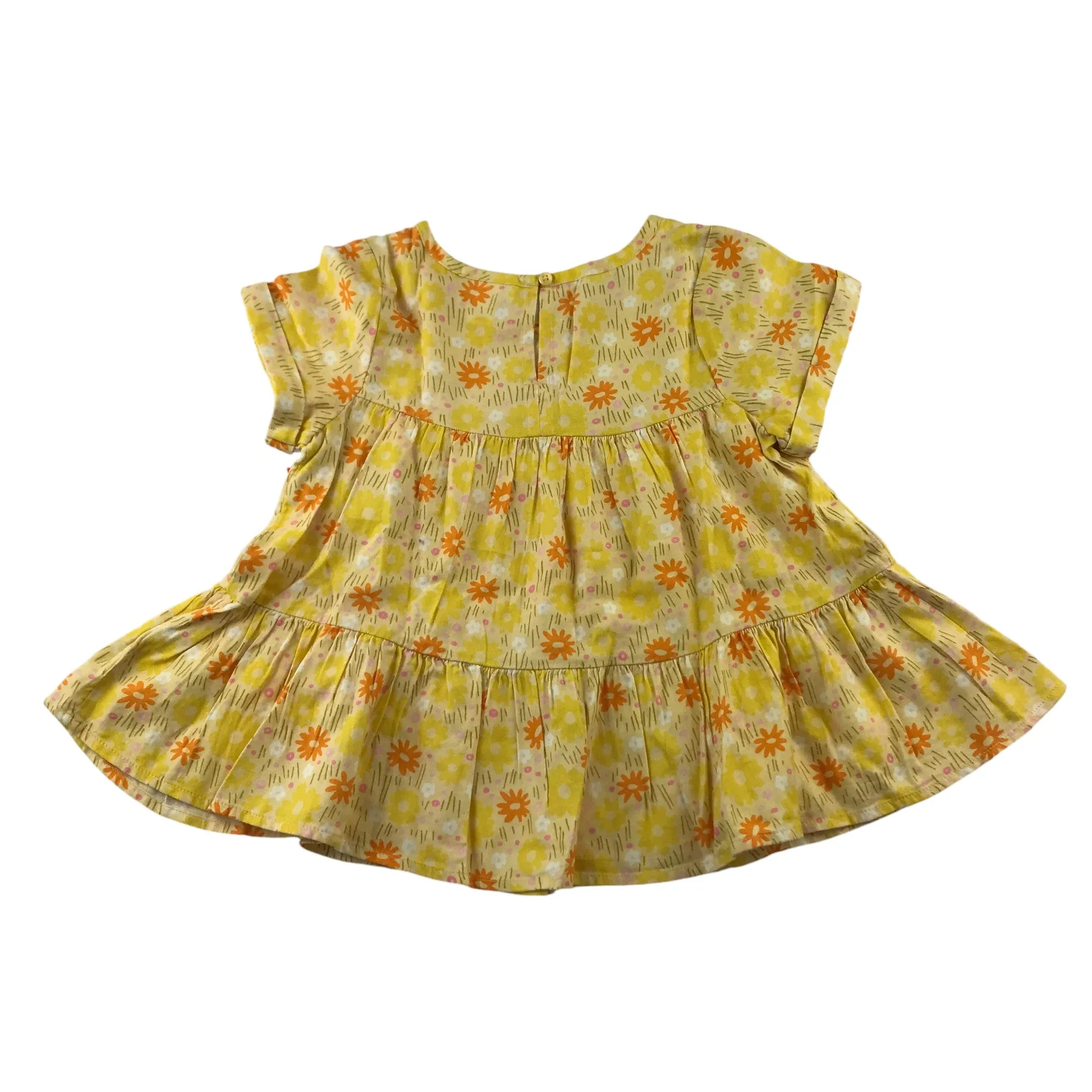 Cat & Jack t-shirt 7-8 years yellow floral tiered top