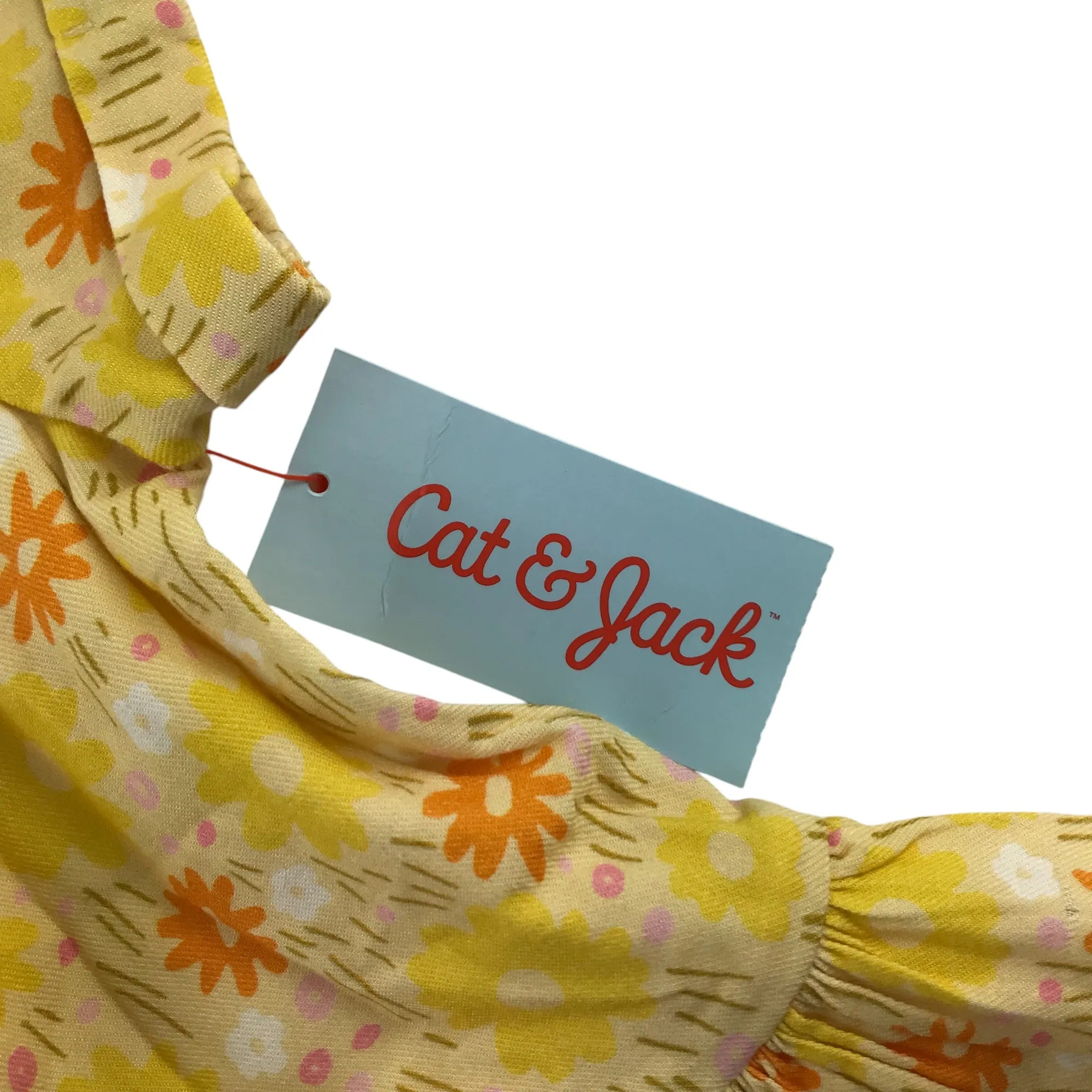 Cat & Jack t-shirt 7-8 years yellow floral tiered top