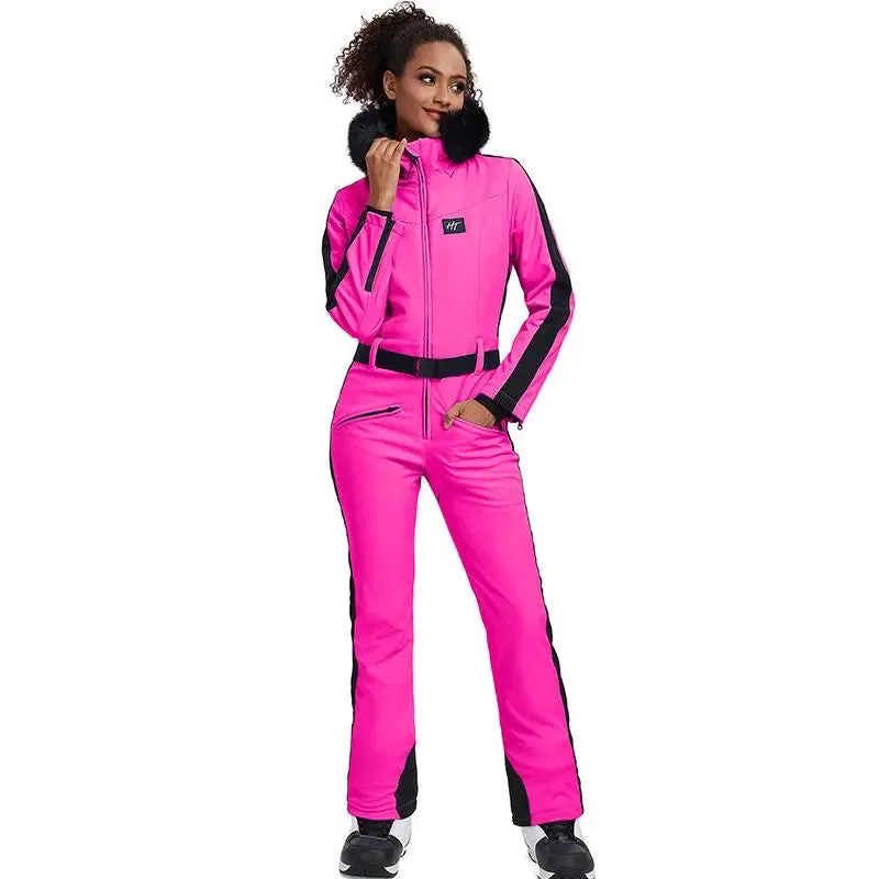 Chic One-piece Ski Suits Women Slim Fit Snowsuits