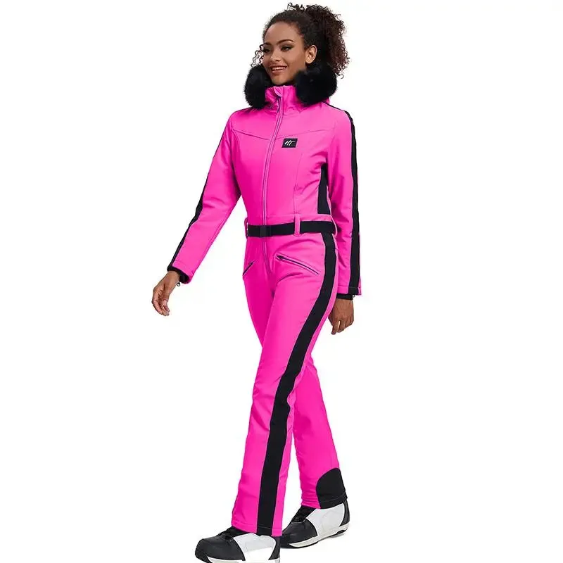 Chic One-piece Ski Suits Women Slim Fit Snowsuits