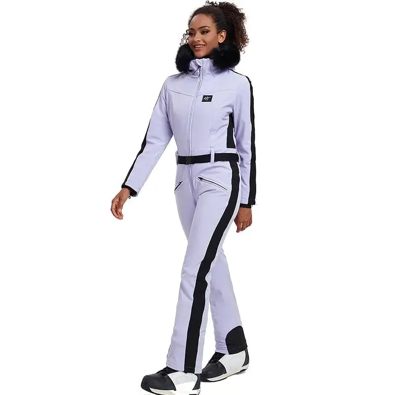 Chic One-piece Ski Suits Women Slim Fit Snowsuits