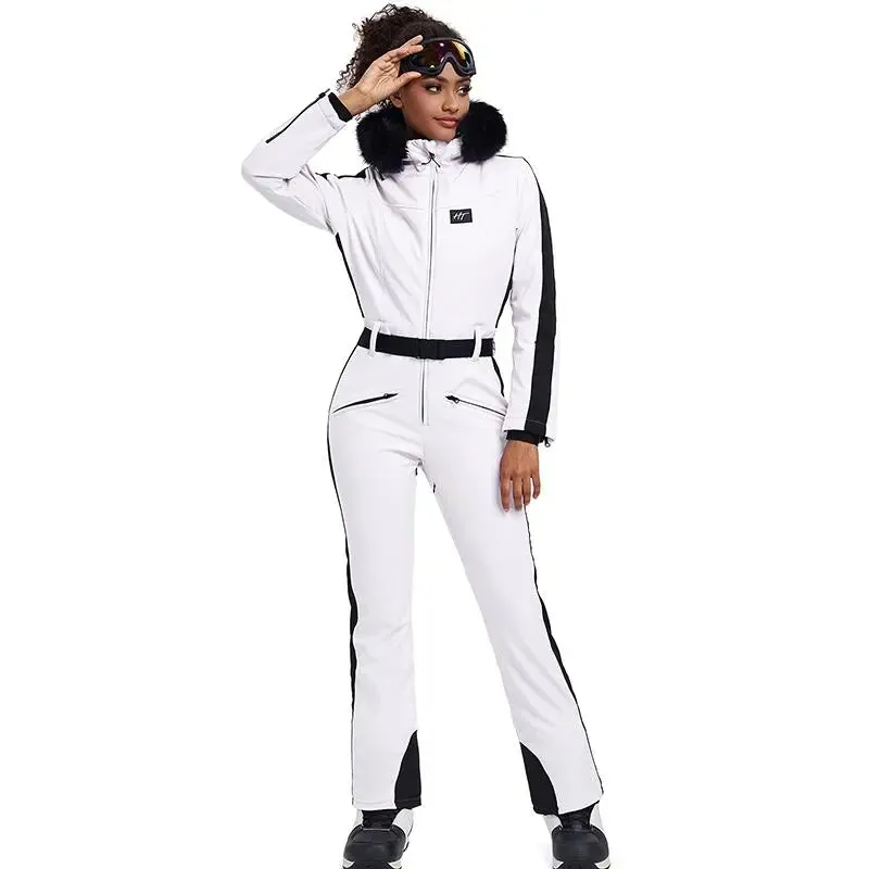 Chic One-piece Ski Suits Women Slim Fit Snowsuits