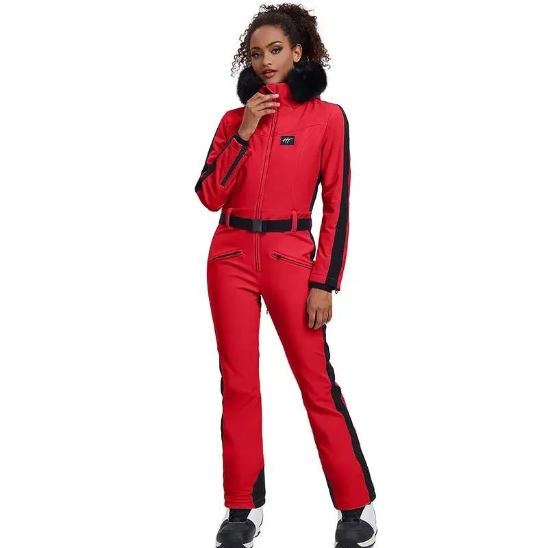 Chic One-piece Ski Suits Women Slim Fit Snowsuits