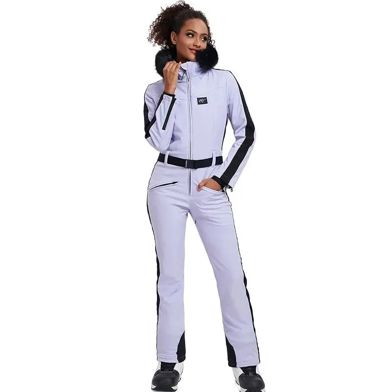 Chic One-piece Ski Suits Women Slim Fit Snowsuits