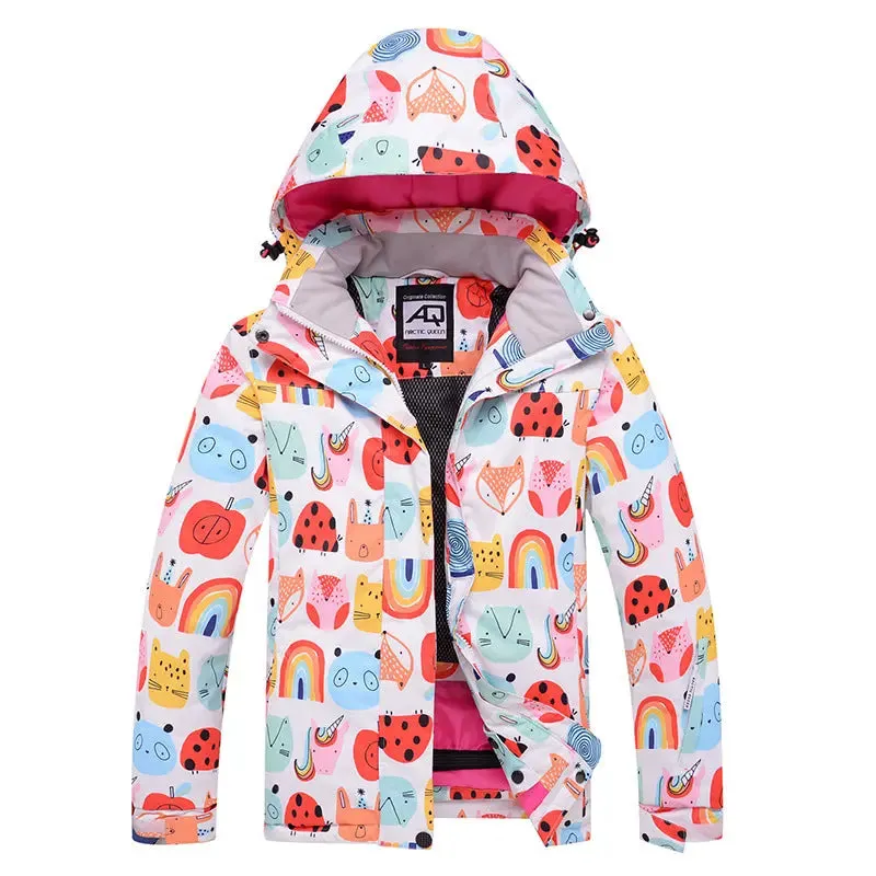 Children Printed Insulated Skiing Jackets & Trousers Suits