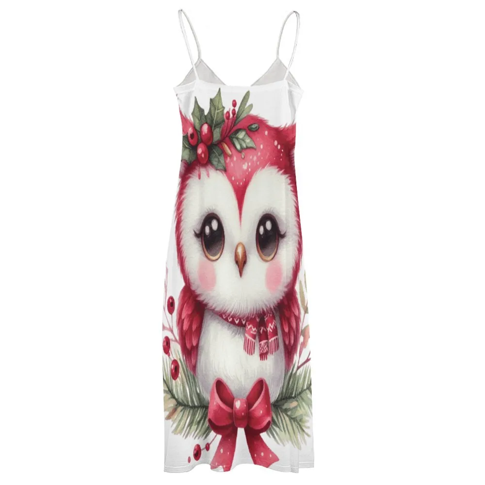 Christmas Owl Spaghetti Strap Ankle-Length Dress Long dress