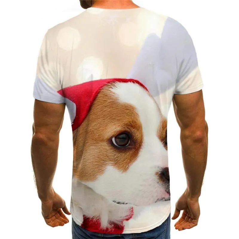 Christmas T shirts Men Animal Tshirts Novelty New Year Tshirt Printed Dog T-shirts 3d