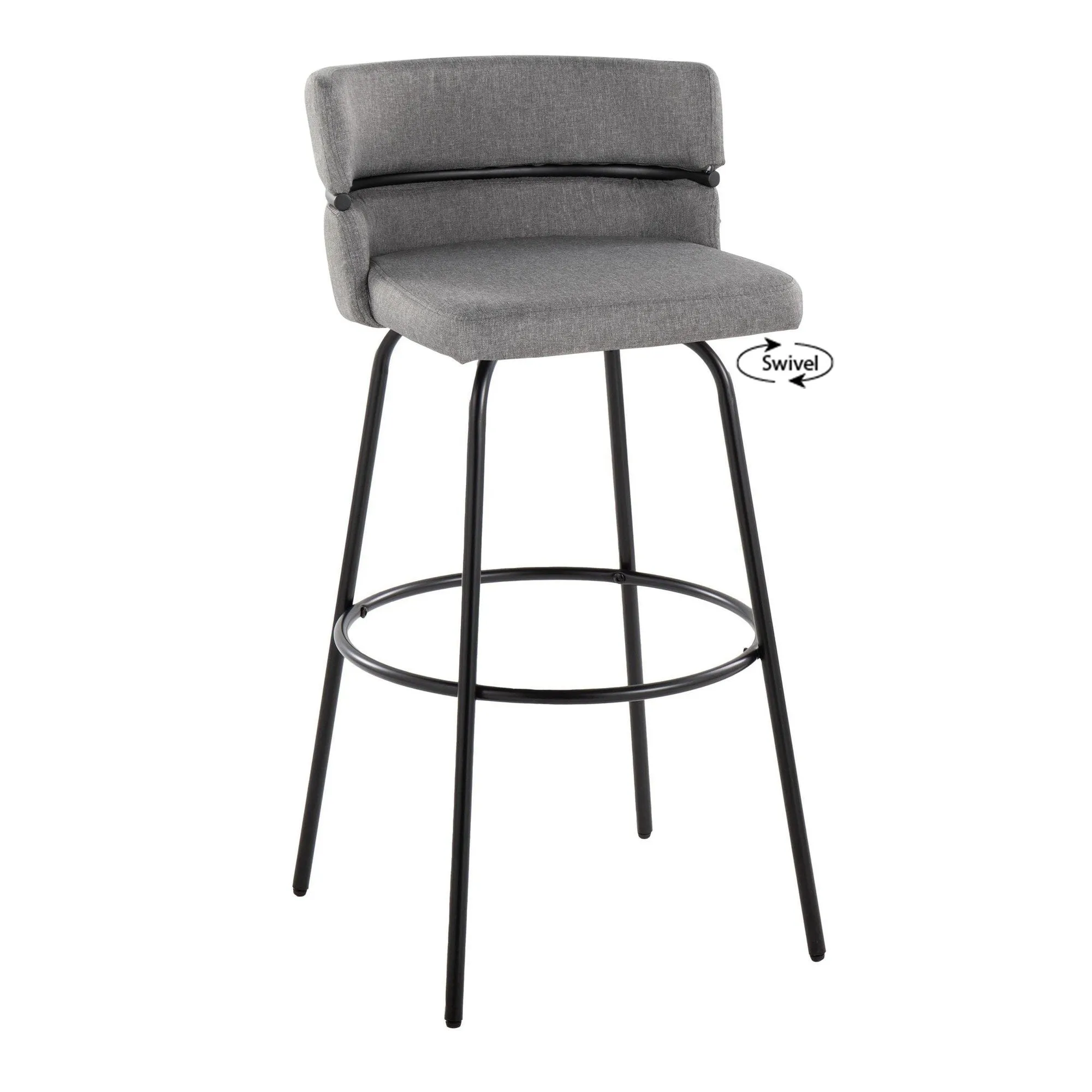 Cinch Claire 30" Fixed-Height Barstool - Set of 2 By LumiSource - B30-CINCH-CLARZQ2 BKBKCR2