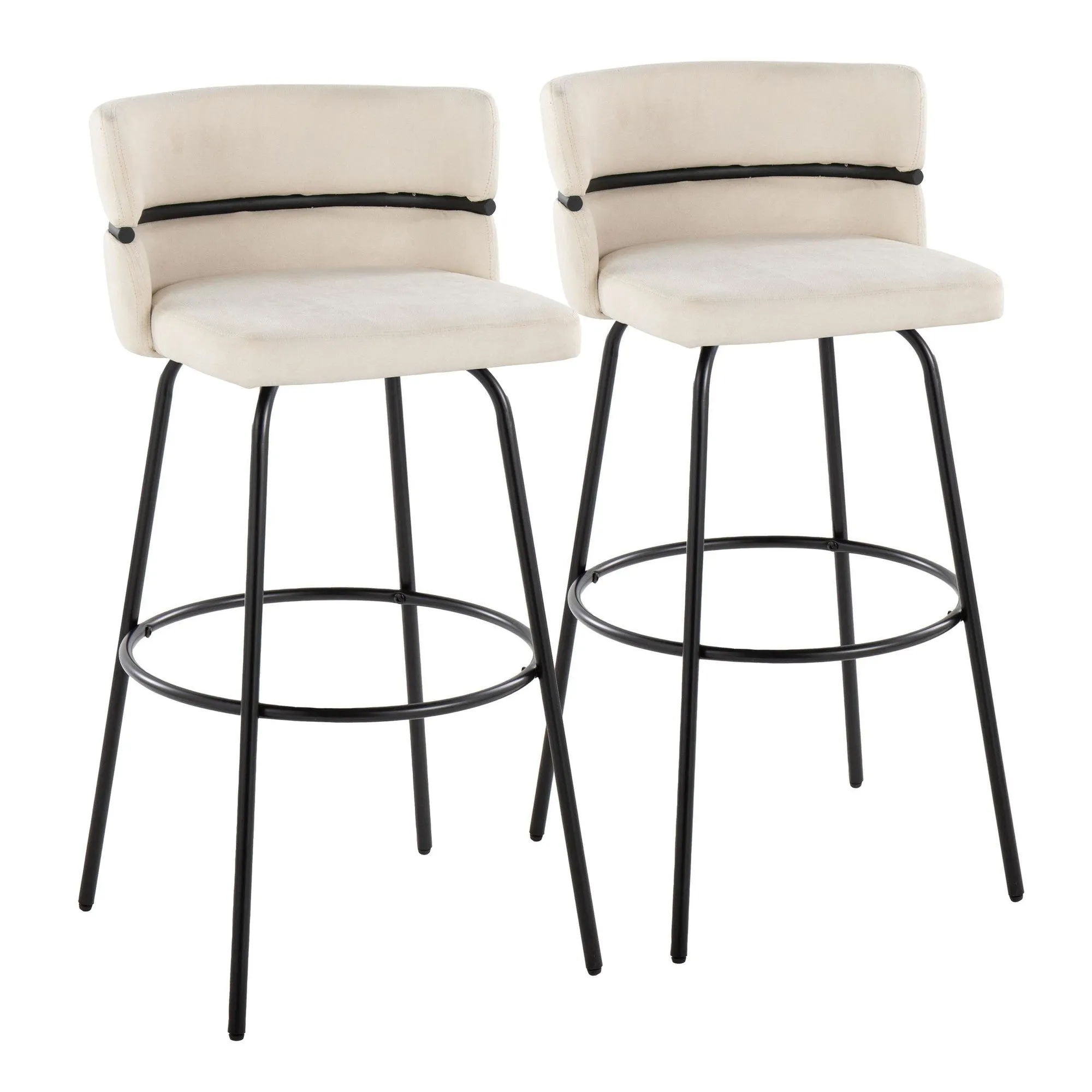 Cinch Claire 30" Fixed-Height Barstool - Set of 2 By LumiSource - B30-CINCH-CLARZQ2 BKBKCR2