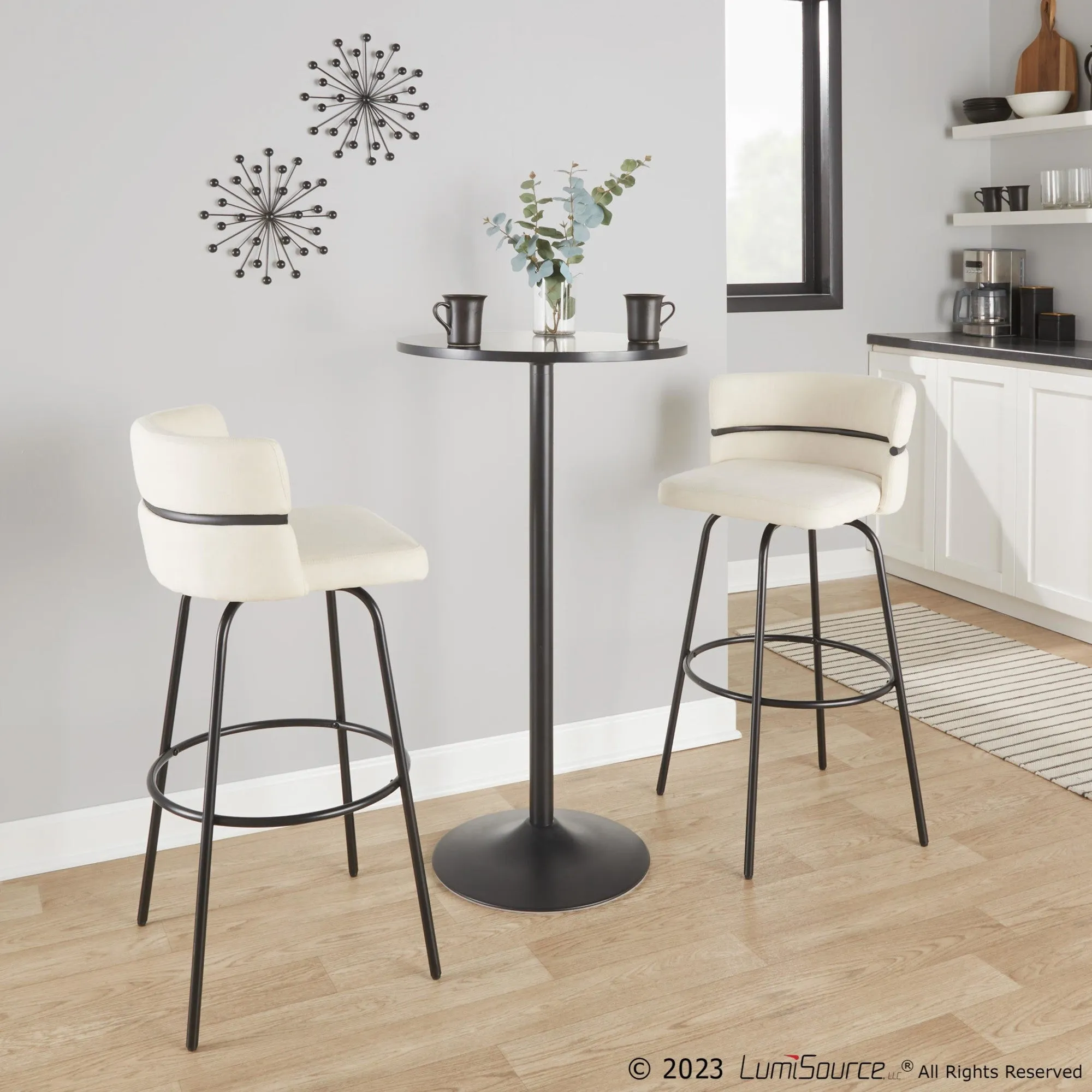 Cinch Claire 30" Fixed-Height Barstool - Set of 2 By LumiSource - B30-CINCH-CLARZQ2 BKBKCR2