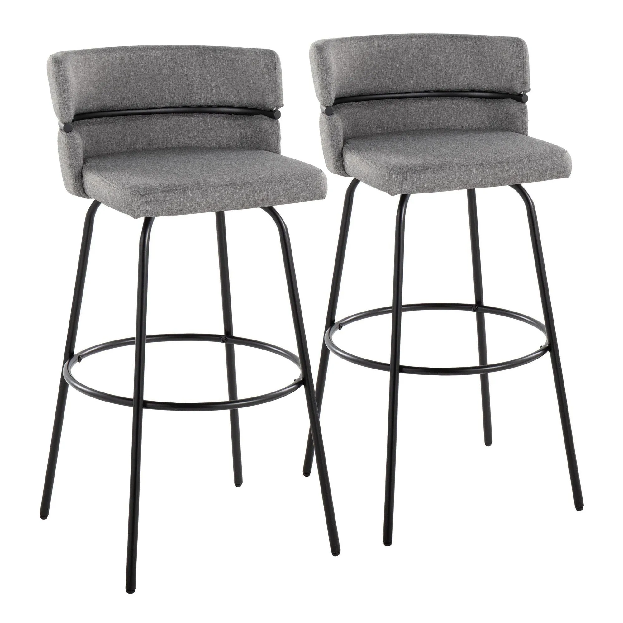 Cinch Claire 30" Fixed-Height Barstool - Set of 2 By LumiSource - B30-CINCH-CLARZQ2 BKBKCR2