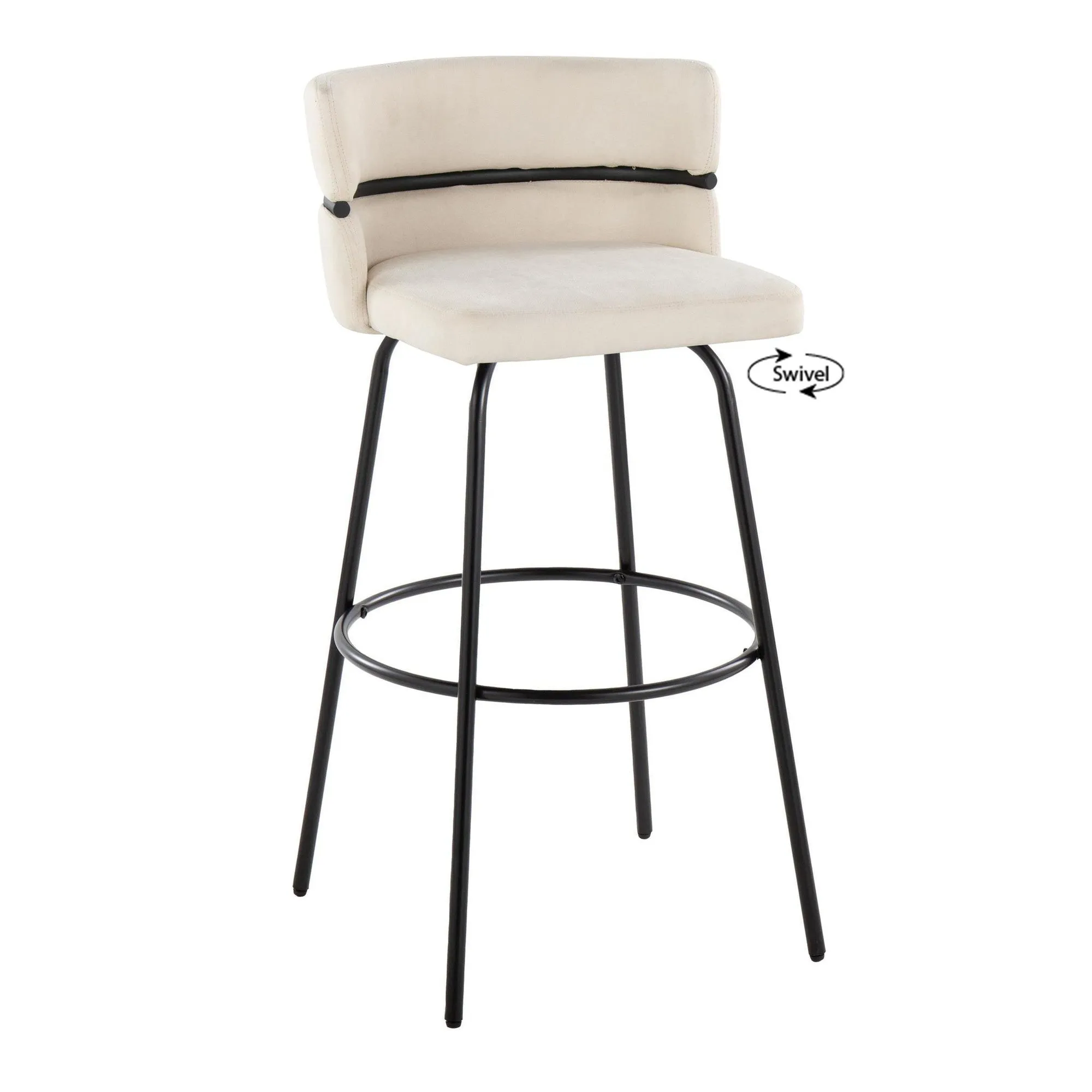 Cinch Claire 30" Fixed-Height Barstool - Set of 2 By LumiSource - B30-CINCH-CLARZQ2 BKBKCR2