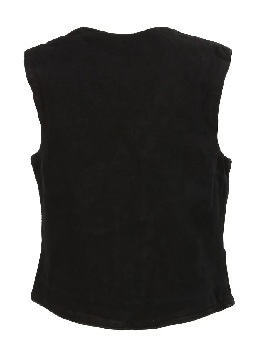 Club Vest CVL4000 Women's Black Denim Motorcycle V-Neck Vest with Conceal & Carry Pockets