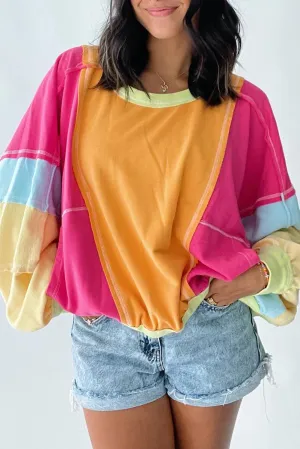 Colorblock Reverse Seam Sweatshirt Plus Size