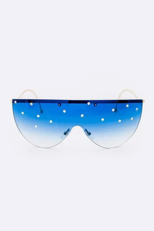 Crystal Pave Iconic Oversize Sunglassses