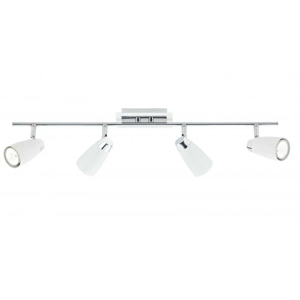 Dar LOF842 | Loft 4 Lamp Bar Light | White and Chrome