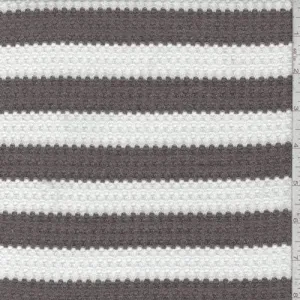 Dark Moss Stripe Bubble Thermal Knit Fabric