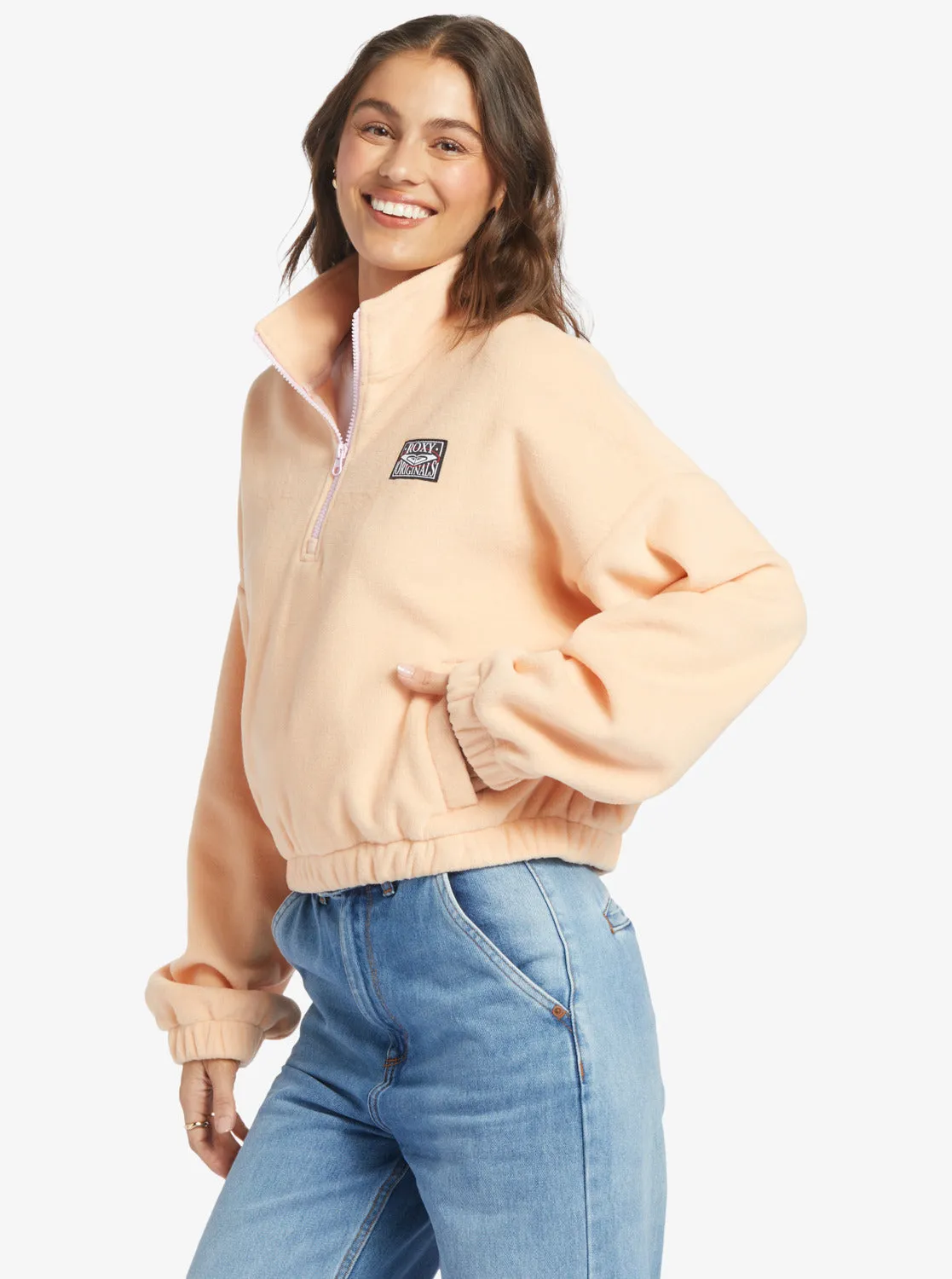 Dawn To Dusk Solid Half-Zip Fleece - Peach Parfait