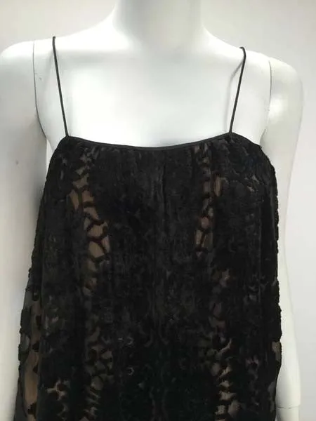 Early 1980s Holly Harp Black Silk Burnout Camisole and Skirt Ensemble