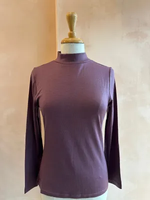 Ebony - Merino (210) LS Mock Neck Top Amethyst