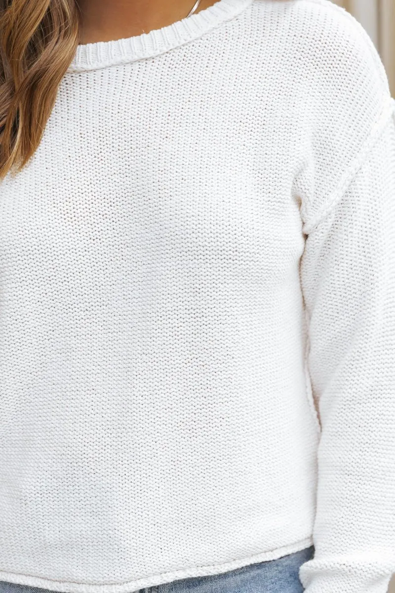 Everyday Fall Pullover Sweater - Ivory - DOORBUSTER