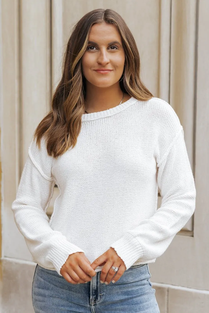 Everyday Fall Pullover Sweater - Ivory - DOORBUSTER