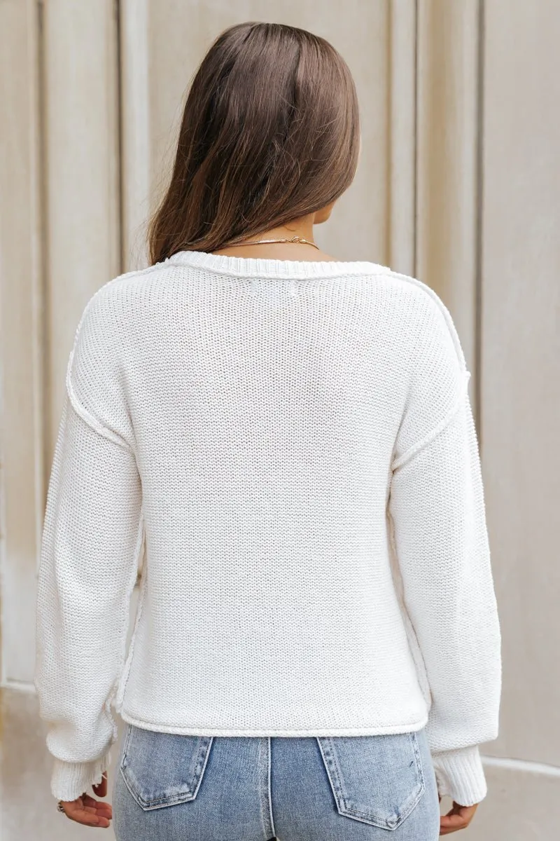 Everyday Fall Pullover Sweater - Ivory - DOORBUSTER