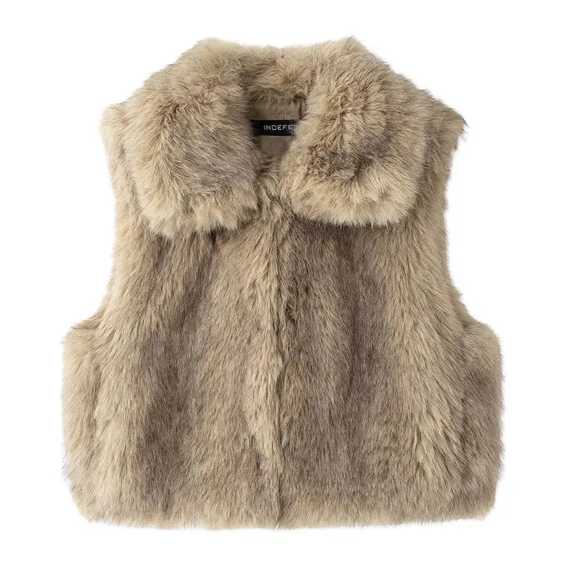 Faux Fur Loose Sleeveless Jacket