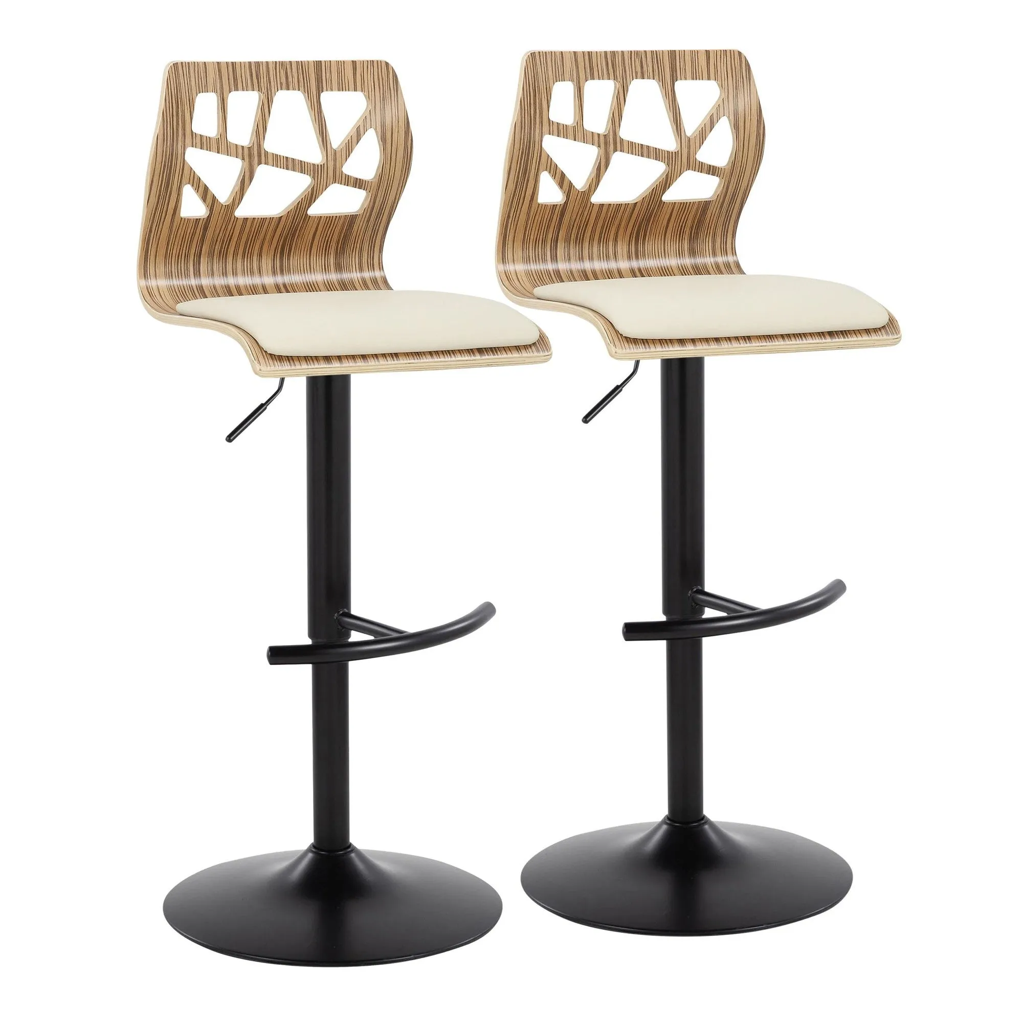 Folia Adjustable Barstool - Set of 2 By LumiSource - BS-FOLIAPU-RT2 BKNACR2