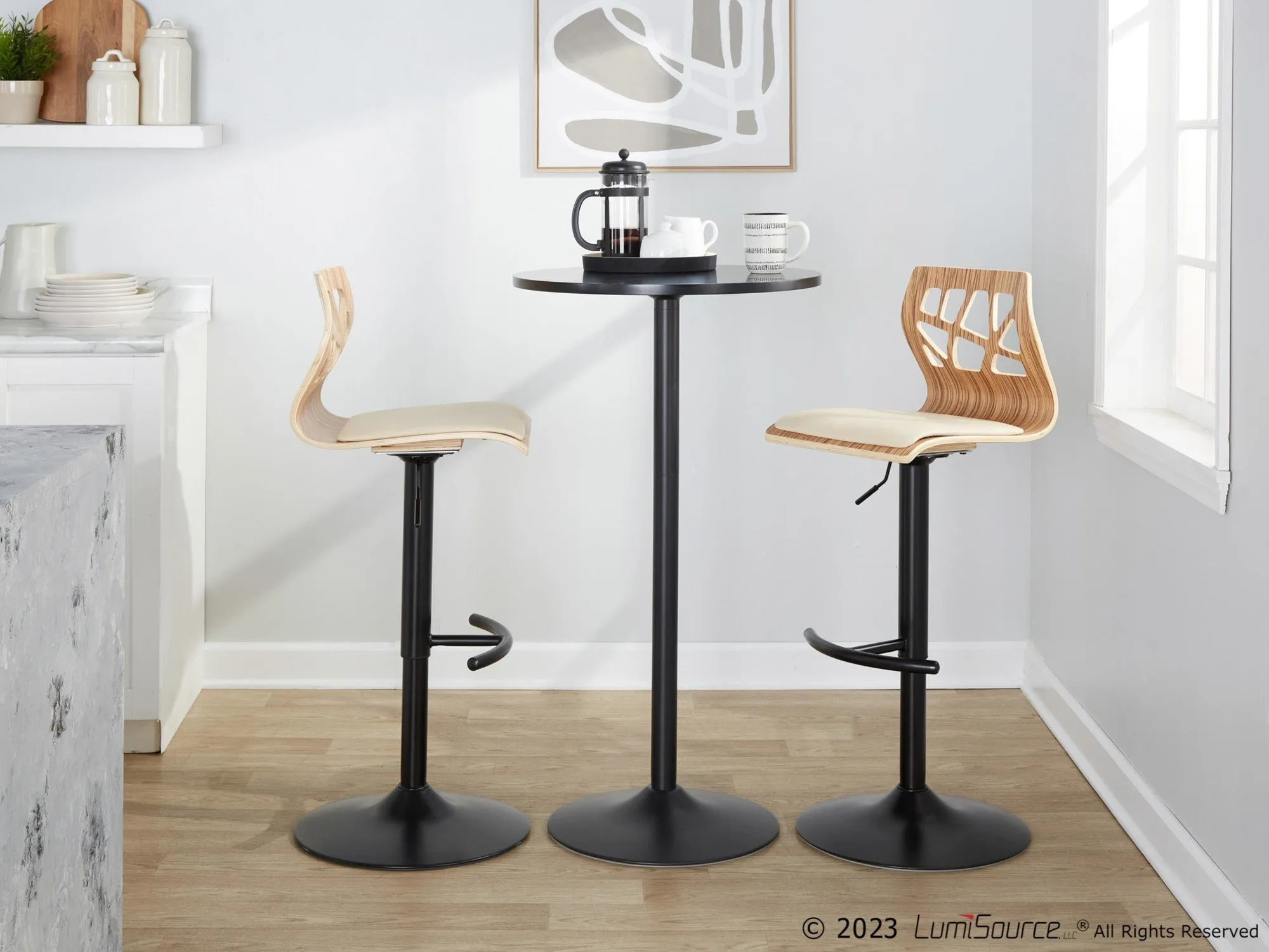 Folia Adjustable Barstool - Set of 2 By LumiSource - BS-FOLIAPU-RT2 BKNACR2