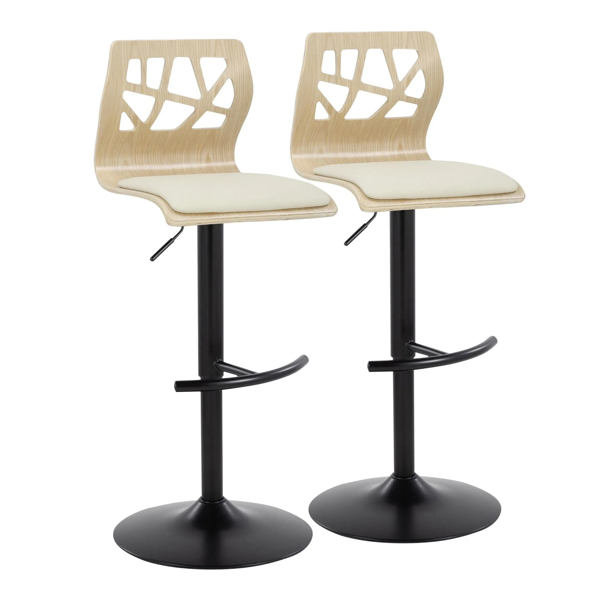 Folia Adjustable Barstool - Set of 2 By LumiSource - BS-FOLIAPU-RT2 BKNACR2