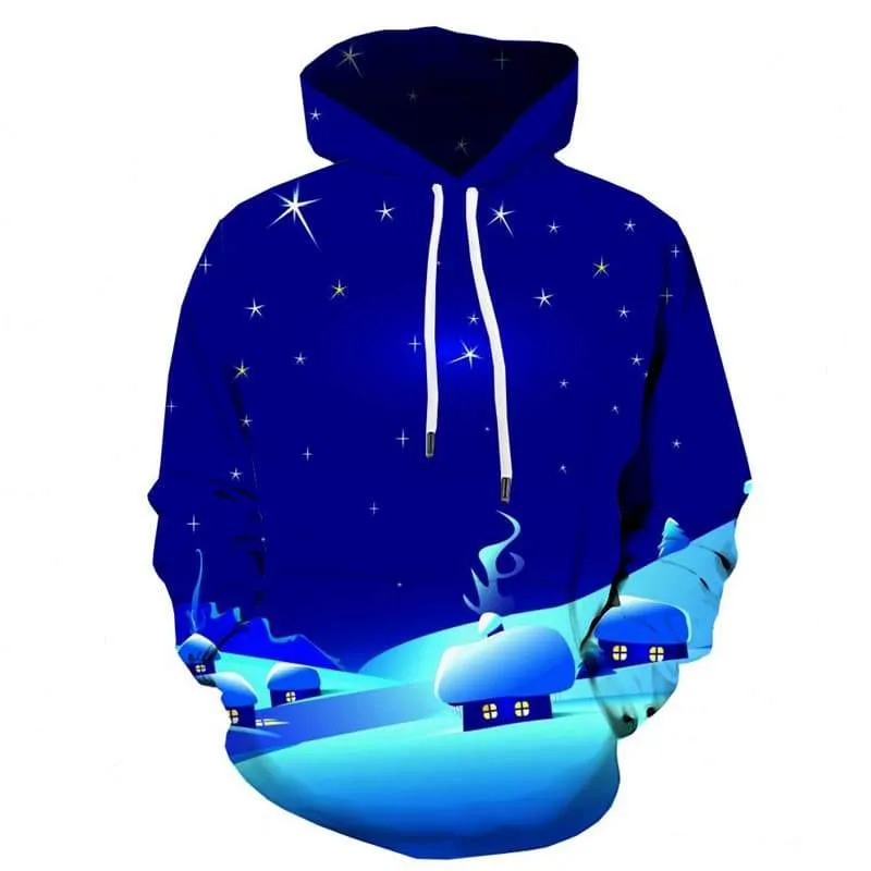 Galaxy Hoodie Men Star Hoody Anime Moon Sweatshirt Printed Snow 3d Printed